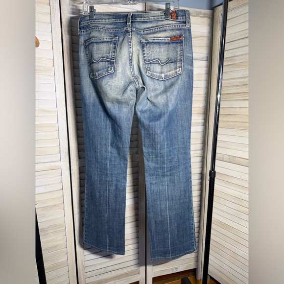 7 For All Mankind Faded Blue Boot Cut Jeans - Picture 2 of 4